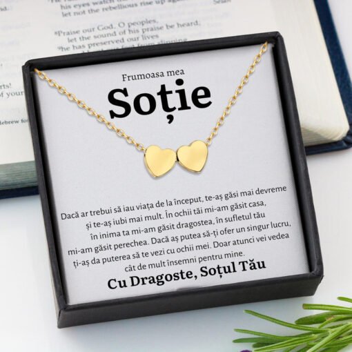 Cadou Sotie – Colier Gold Hearts Inceput - dalora.ro