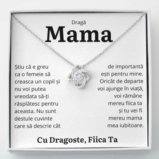 Cadou Mama – Colier Love Knot Fiica “Importanta” - dalora.ro