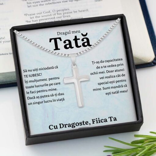 Cadou Tata – Colier Cross Fiica - dalora.ro