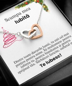 Cadou Iubita - Colier Inimi Craciun